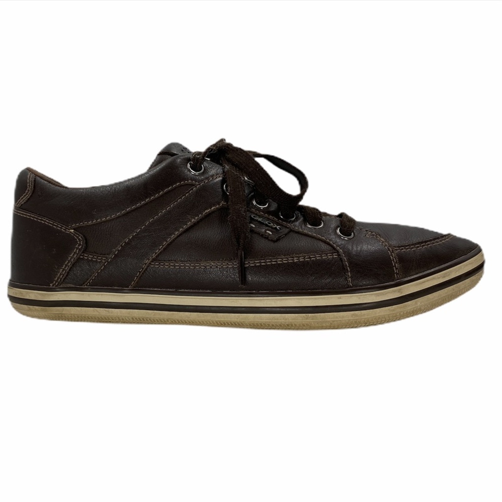 Geox Respira Brown Leather Sneakers 8us-Lace Up